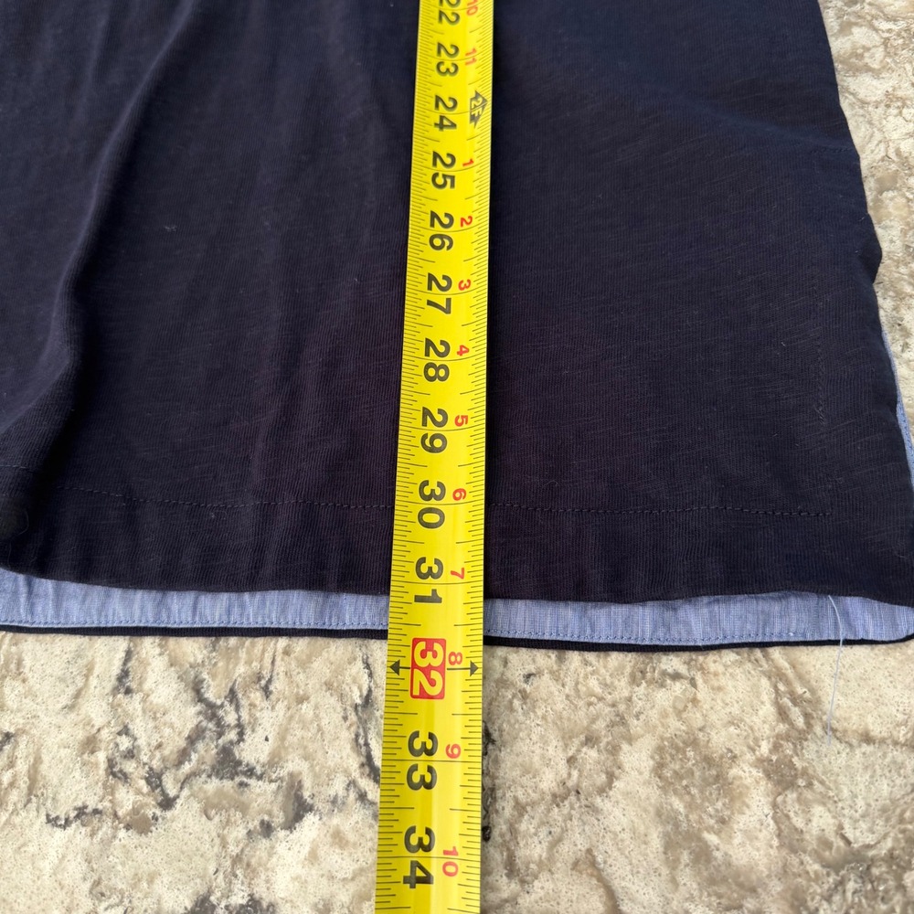 J. Crew 100% Cotton Dress Tunic Cover-Up Navy Blue 3/4 Sleeve Contrast Trim SZ S - Picture 7 of 9